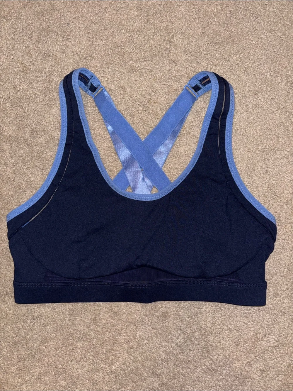 Fabletics Crisscross Sports Bra - Navy/Light Blue
